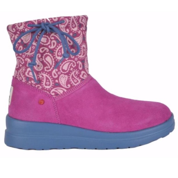 UGG Women's I Heart Ugg Slouchy Pink Paisley Pure Winter Boots Size 6 - Picture 3 of 12